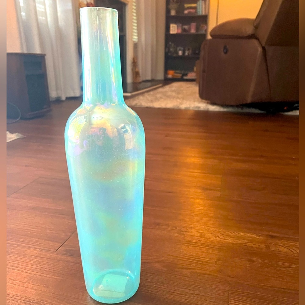 Tahari Iridescent Turquoise Glass Vase - Picture 2 of 8